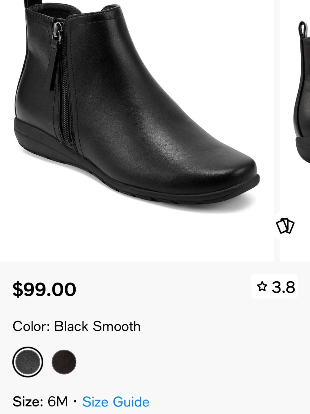 Easy Spirit Black Smooth Women's Side-Zip Ankle Boot